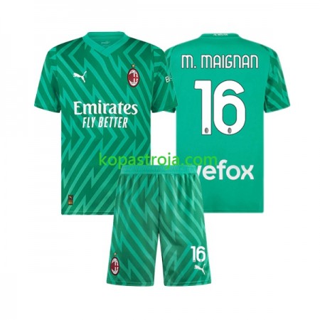 Billiga Fotbollströjor AC Milan Mike Maignan 16 Målvakt Barn Hemma tröja 2023/24 Kortärmad